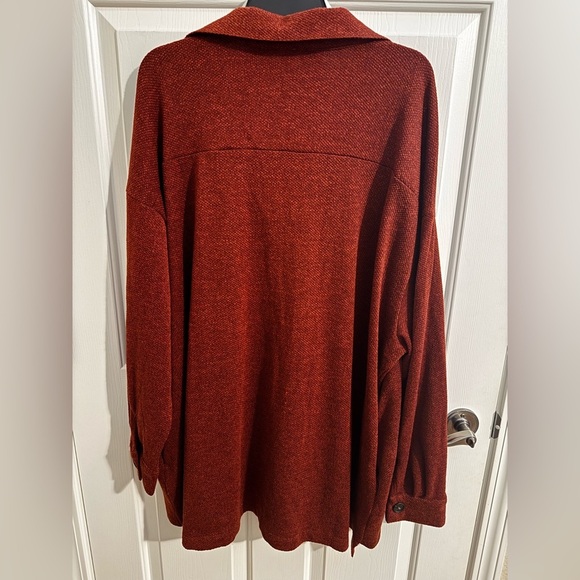 Zenana Long Sleeve Oversized Button Up Cinnamon Rust Tunic Blouse Plus 3X - Picture 7 of 8